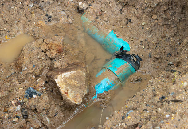 plumbing broken plastic pipe in the hole and water in wait repair